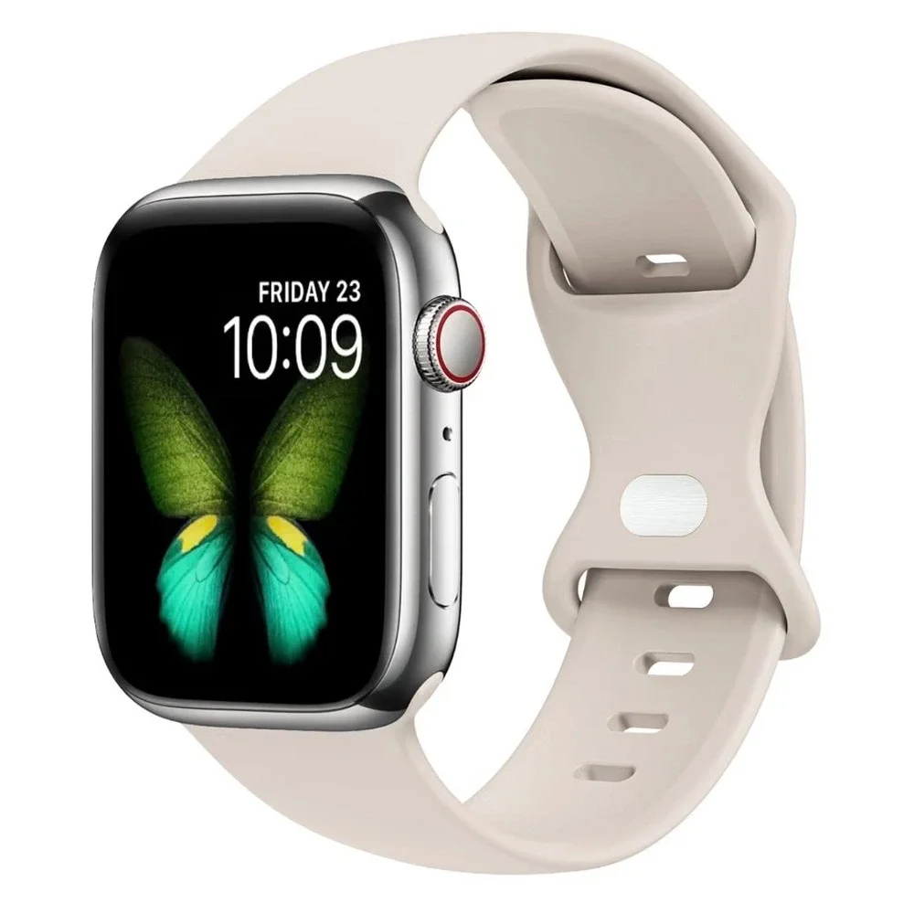 Beige Silicone Apple Watch Compatible Sport Band